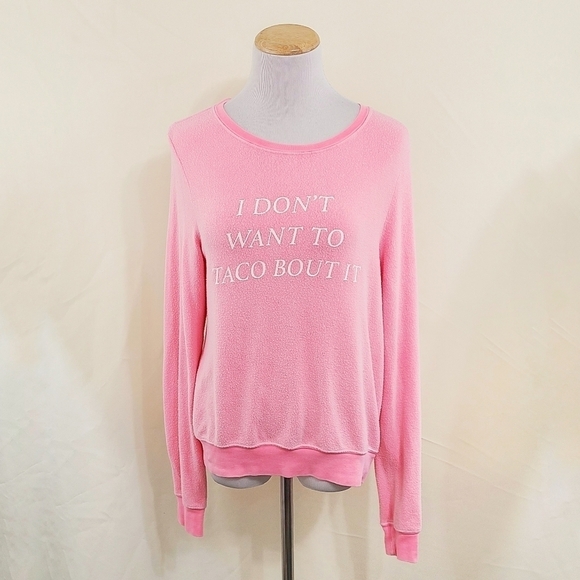 Wildfox Baggy Beach Jumper Taco Talk Neon Pink Bbj Size Xs - Picture 1 of 8